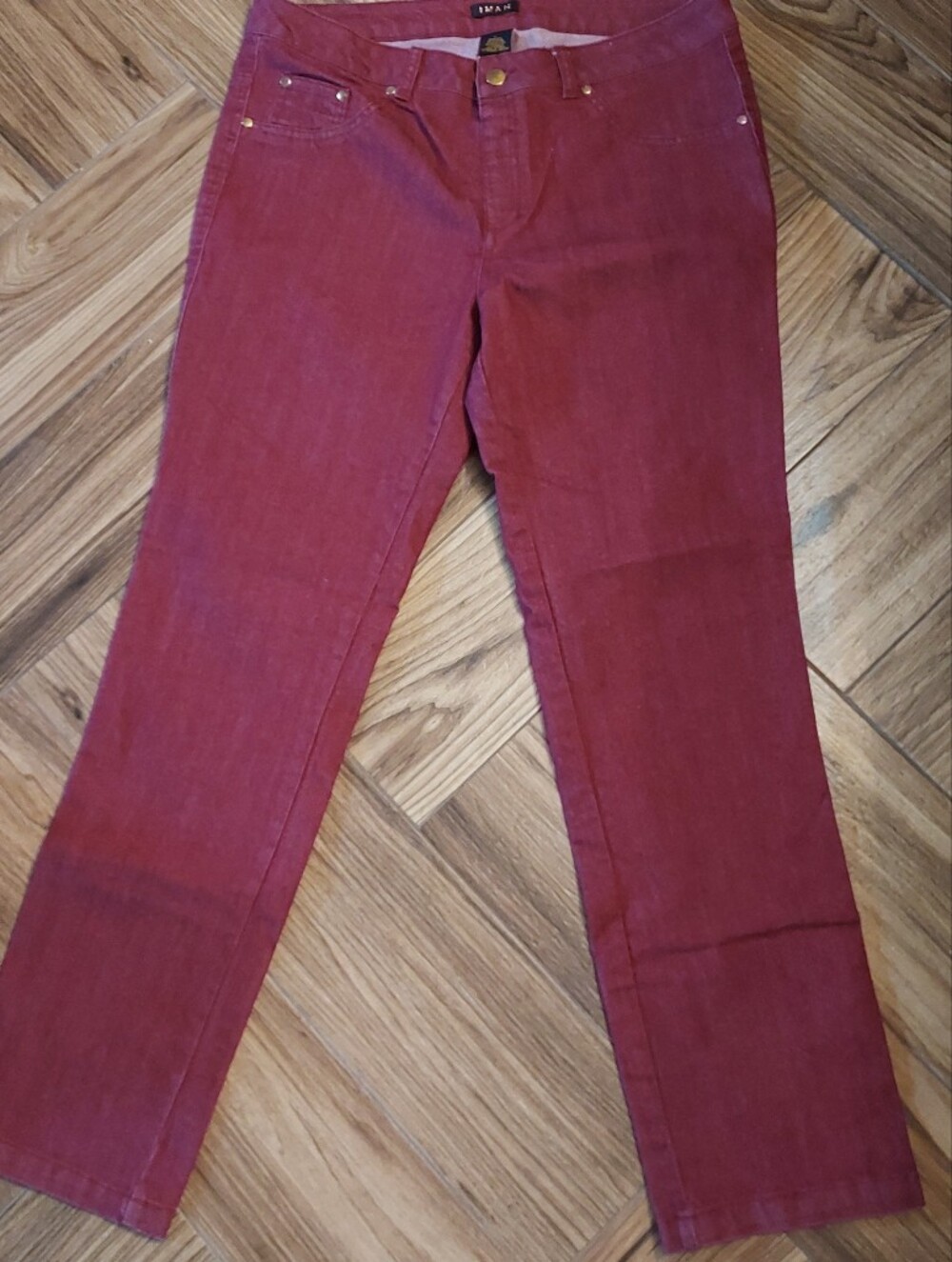Women's Slim Stretch Slip On Jeans in A Rich Heathered Burgundy. Sz L (12)  NWOT